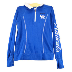 E5 Women's Shirt Blue Medium Kentucky Wildcats 1/4 Zip Pullover Long Sleeve